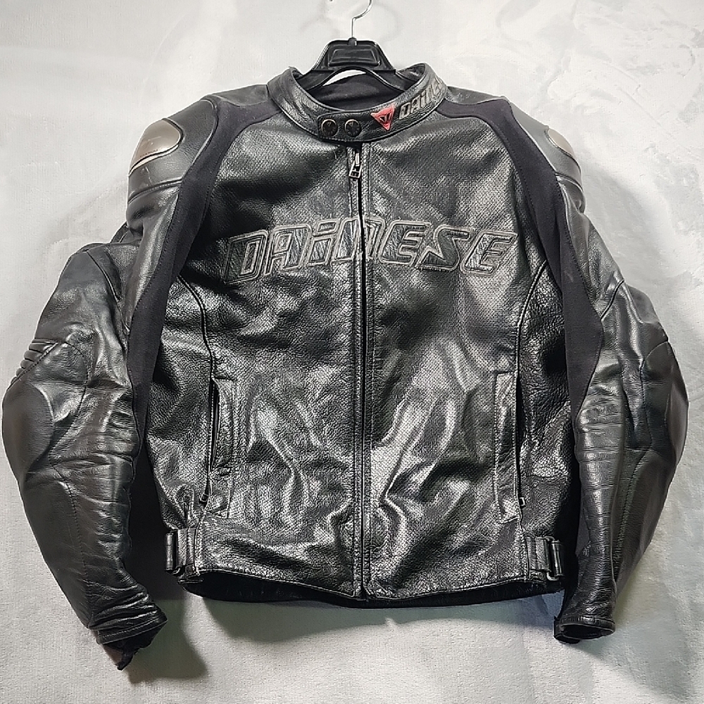 Black Performance Motorcycle Jacket with Stand-Up Collar